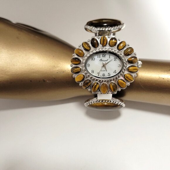 Womens Osirock Brown Stone Cuff Bangle Watch - Picture 3 of 14